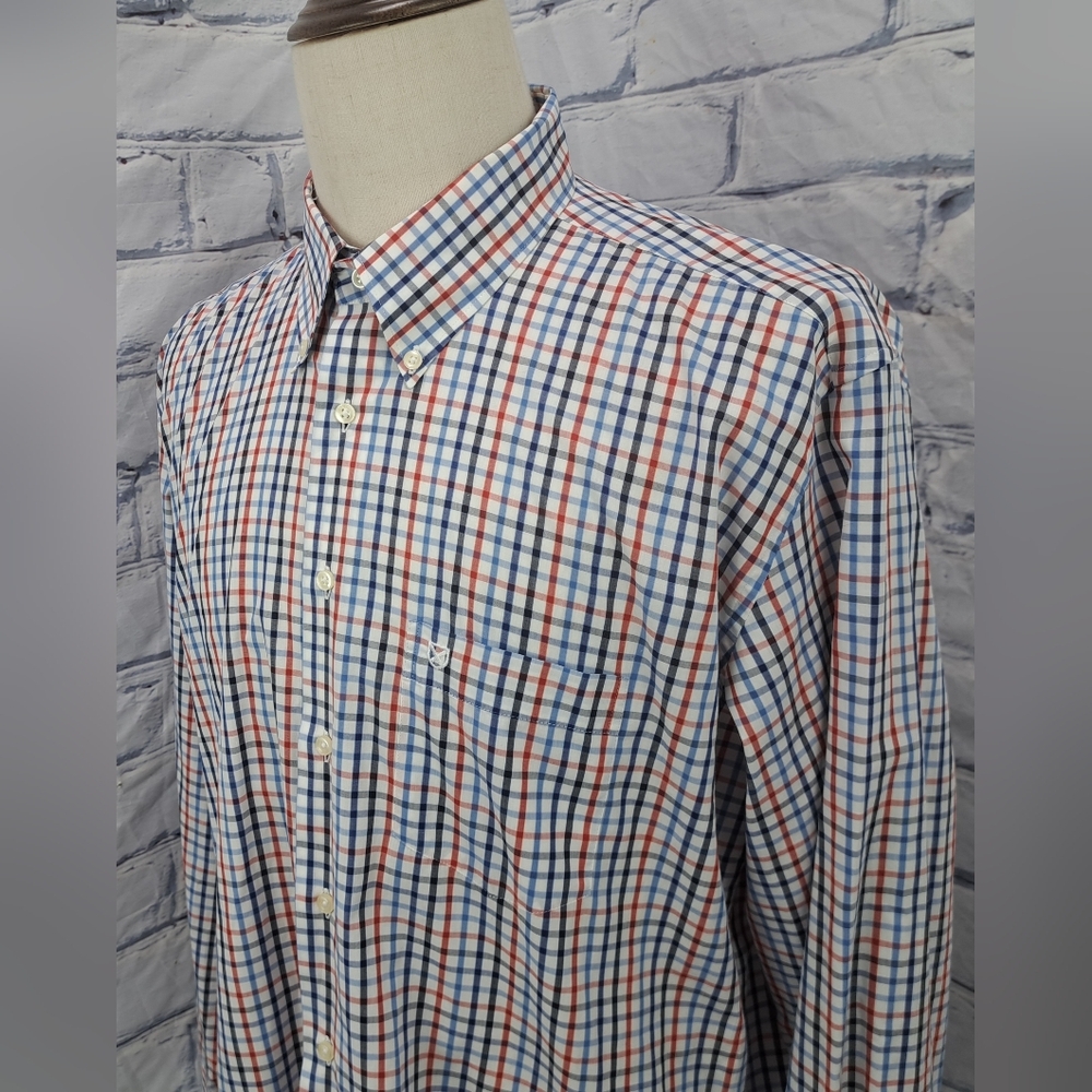 Barbour Men's Button Down Shirt Red Blue Check Bowburn Large - Picture 14 of 16